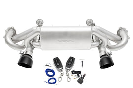 SOUL 2020+ Porsche 718 GT4 / Spyder / GTS 4.0L Valved Exhaust - Ceramic Black Slash Cut Tips - w/ VC
