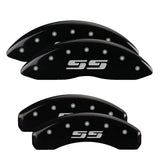 MGP 4 Caliper Covers Engraved Front & Rear Silverado style/SS Black finish silver ch