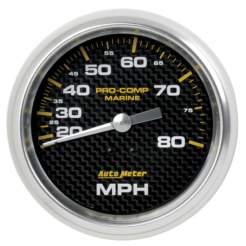 Autometer Gauge Speedometer 3-3/8in 80MPH Mechanical Marine Carbon Fiber