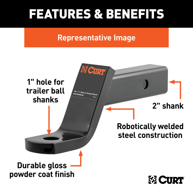 Curt Class 3 Ball Mount (2in Shank 7500lbs 6in Drop 9-1/4in Long)