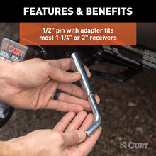 Load image into Gallery viewer, Curt 1/2in Swivel Hitch Pin w/5/8in Adapter (1-1/4in or 2in Receiver Zinc Packaged)