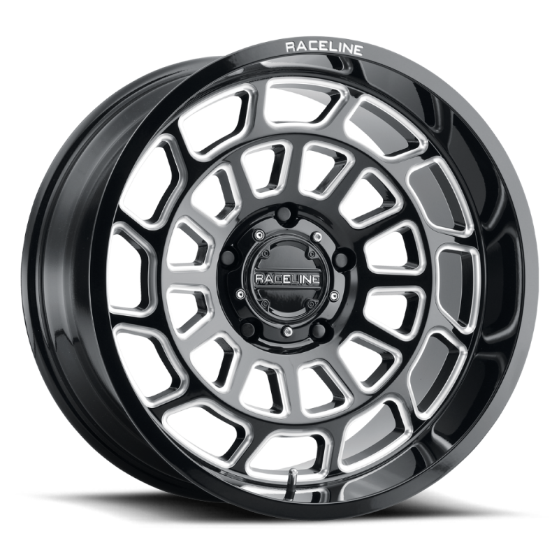 Raceline 955M Warp 22x12in / 6x139.7 BP / -44mm Offset / 106.1mm Bore - Satin Black & Milled Wheel