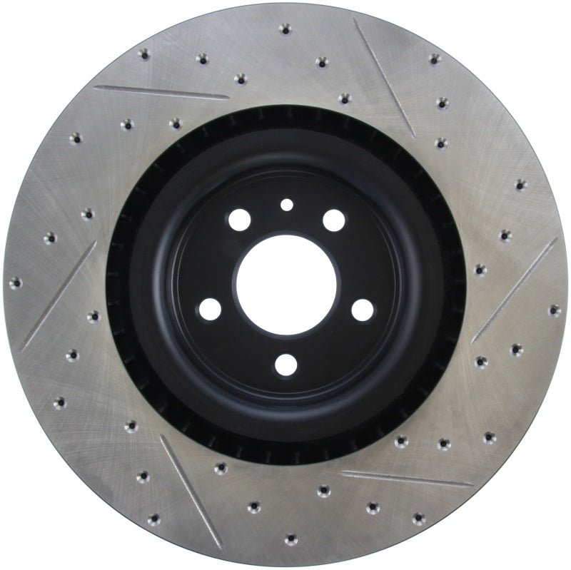 StopTech 13-14 Ford Mustang Shelby GT500 Front Right Slotted & Drilled Sport Brake Rotor