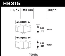 Hawk 95-98 Toyota Tacoma HPS 5.0 Front Brake Pads