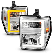 Load image into Gallery viewer, ANZO 08-10 Ford F-250 - F-550 Super Duty Projector Headlights w/ Light Bar Switchback Chrome Housing