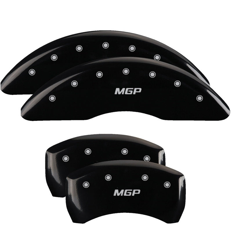 MGP 4 Caliper Covers Engraved Front Cursive/Cadillac Engraved Rear CTS4 Black finish silver ch