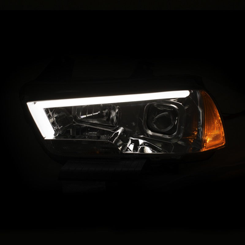 ANZO 11-14 Dodge Charger Projector Headlights w/ Plank Style Design Chrome w/ Amber