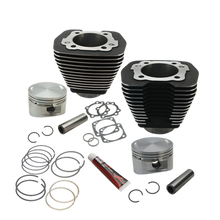 Load image into Gallery viewer, S&amp;S Cycle 84-99 BT w/ Stock Heads 88in 3 5/8in Big Bore Cylinder &amp; Piston Kit - Wrinkle Black