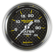 Load image into Gallery viewer, Autometer Marine Carbon Fiber 2-1/16in 35 PSI Mechanical Water Pressure Gauge