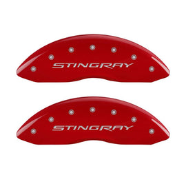 MGP 4 Caliper Covers Engraved Front & Rear Stingray Red finish silver ch