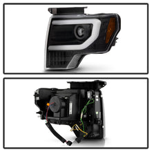 Load image into Gallery viewer, Spyder Ford F150 09-14 Halogen Light Bar Projector Headlights Black PRO-YD-FF15009PL-SEQ-BK