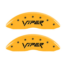 Load image into Gallery viewer, MGP 4 Caliper Covers Engraved Front &amp; Rear Gen 2/Viper Yellow Finish Black Ch