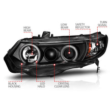 Load image into Gallery viewer, ANZO 2006-2011 Honda Civic Projector Headlights w/ Halo Black (CCFL)