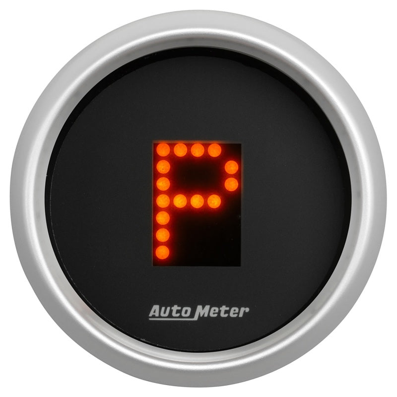 AutoMeter Gauge Gear Pos 2-1/16in. Incl Indicators Black Dial Red Led Silver Bezel