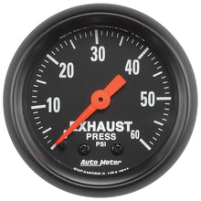 Load image into Gallery viewer, Autometer Z Series 52mm 0-60 PSI Mechanical Exhaust Gas Pressure Gauge