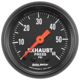 Autometer Z Series 52mm 0-60 PSI Mechanical Exhaust Gas Pressure Gauge