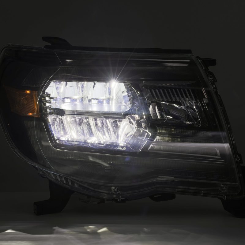 AlphaRex 05-11 Toyota Tacoma LUXX Crystal Headlights Plank Style Alpha Black w/Activation Light/DRL