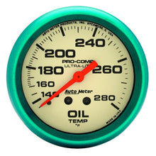 Load image into Gallery viewer, Autometer Ultra-Nite 66.7mm 140-280 Deg. F Mechanical Glow In The Dark Oil Temp Gauge