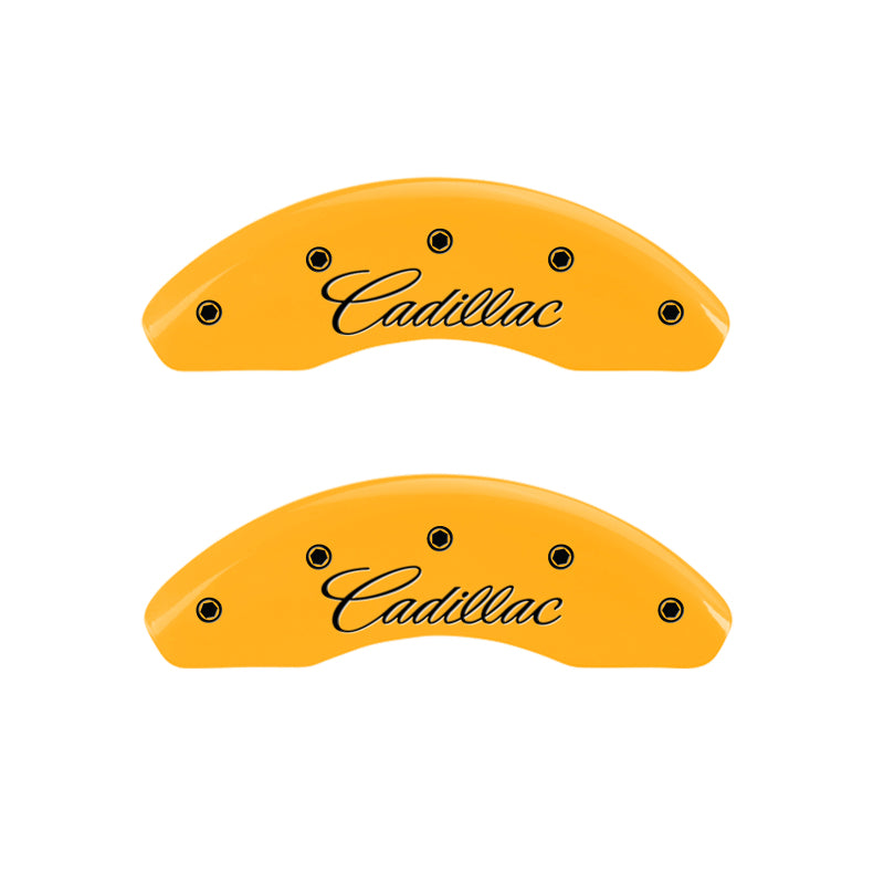 MGP 4 Caliper Covers Engraved Front Cadillac Engraved Rear ATS Yellow finish black ch