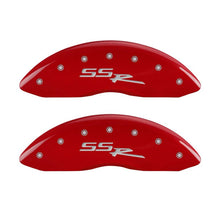 Load image into Gallery viewer, MGP 4 Caliper Covers Engraved Front &amp; Rear SSR Red finish silver ch