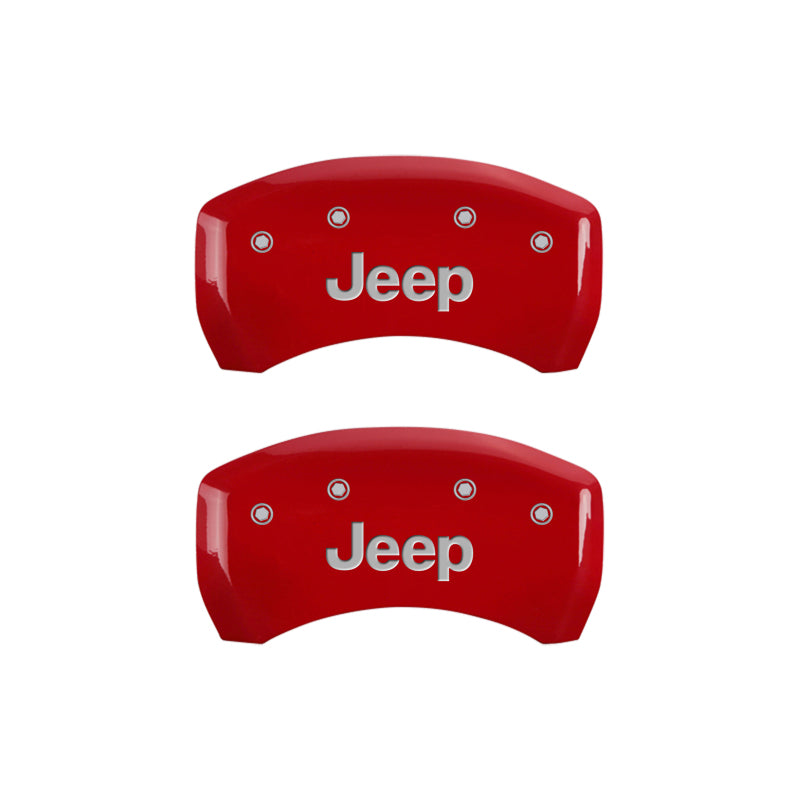 MGP 4 Caliper Covers Engraved Front & Rear JEEP Red finish silver ch