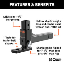 Load image into Gallery viewer, Curt Adjustable Ball Mount (2in Shank 1in Ball Hole)