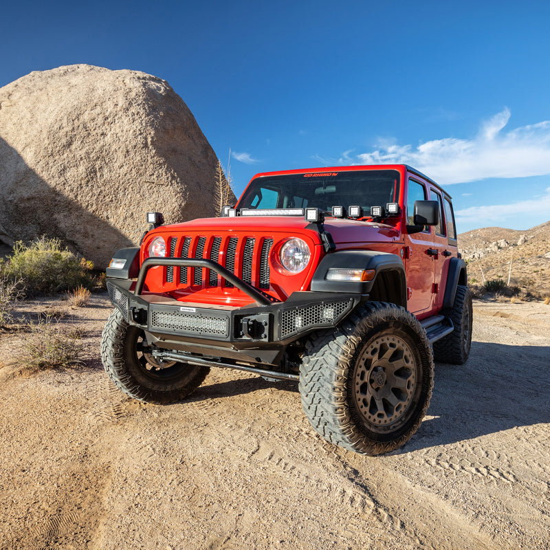 Go Rhino 07-20 Jeep Wrangler JL/JLU/JK/JKU/Gladiator JT Rockline Full Width Bumper w/ Overrider - GTR Auto