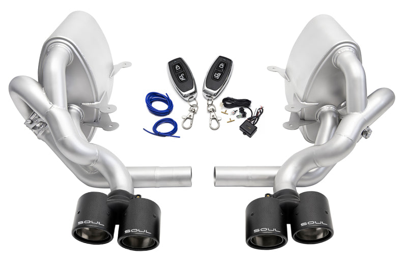 SOUL 05-08 Porsche 997.1 Carrera Valved Exhaust (with PSE) - Carbon Fiber Tips