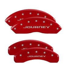 Load image into Gallery viewer, MGP 4 Caliper Covers Engraved Front &amp; Rear Avalanche Red finish silver ch