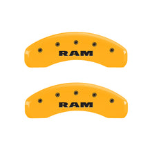 Load image into Gallery viewer, MGP 4 Caliper Covers Engraved Front &amp; Rear RAM Yellow finish black ch