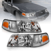 Load image into Gallery viewer, ANZO 1998-2005 Ford Crown Victoria Crystal Headlight Chrome With Bumper Light (OE)