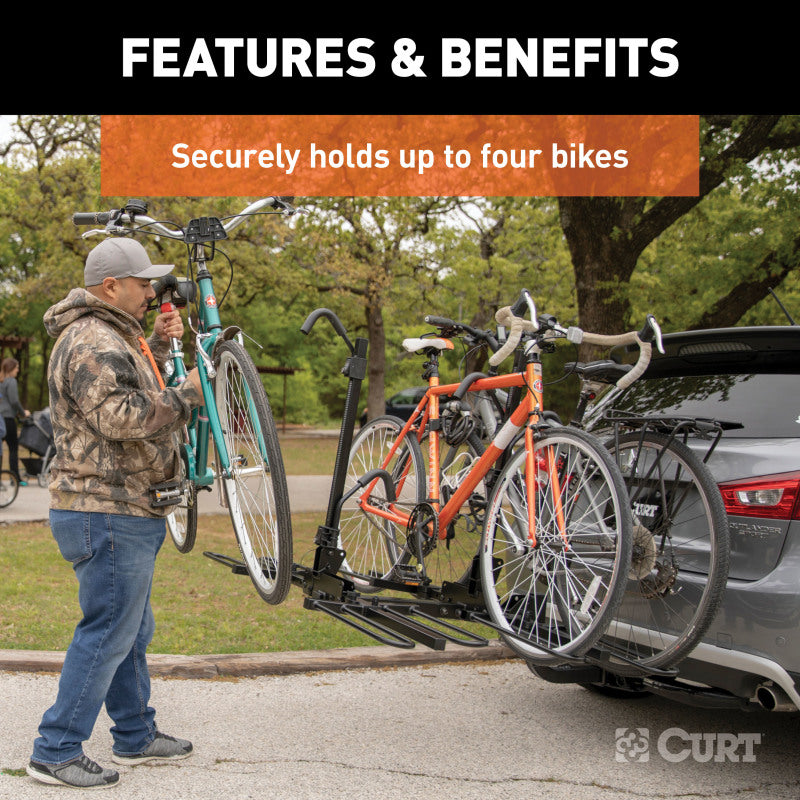 Curt Tray-Style Hitch-Mounted Bike Rack (4 Bikes 2in Shank)