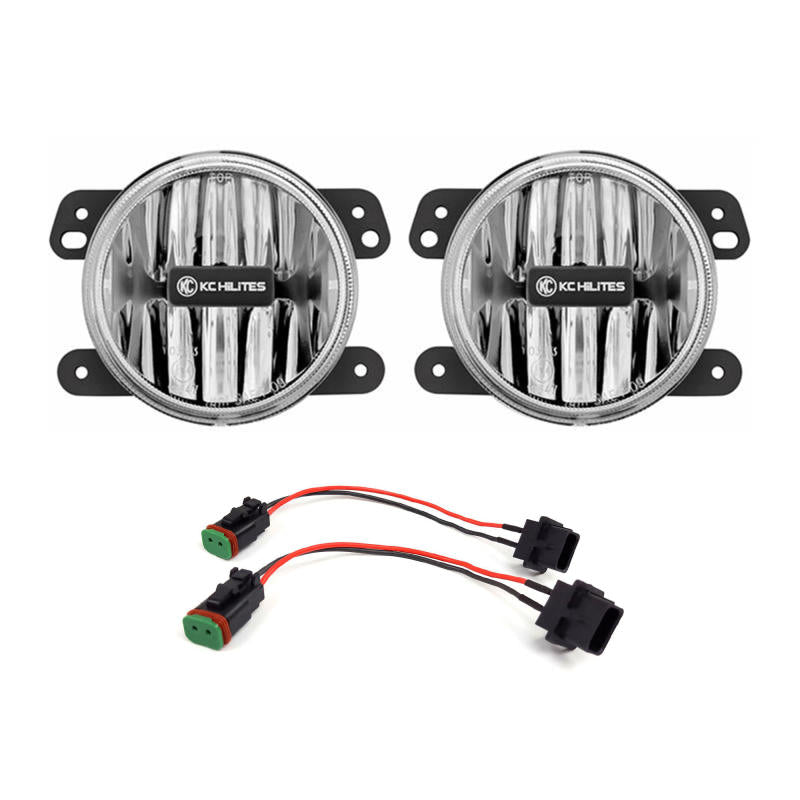 KC HiLiTES 18-23 Jeep JL/JT (w/Stock Bumper) Gravity G4 LED Light Clear Fog Beam (Pair Pack System)