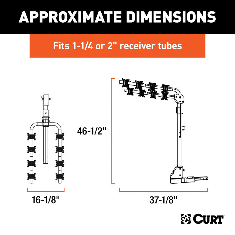 Curt Extendable Hitch-Mounted Bike Rack (2 or 4 Bikes 1-1/4in or 2in Shank)