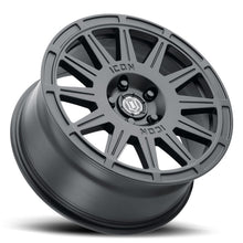 Load image into Gallery viewer, ICON Ricochet 17x8 5x108 38mm Offset 6in BS Satin Black Wheel