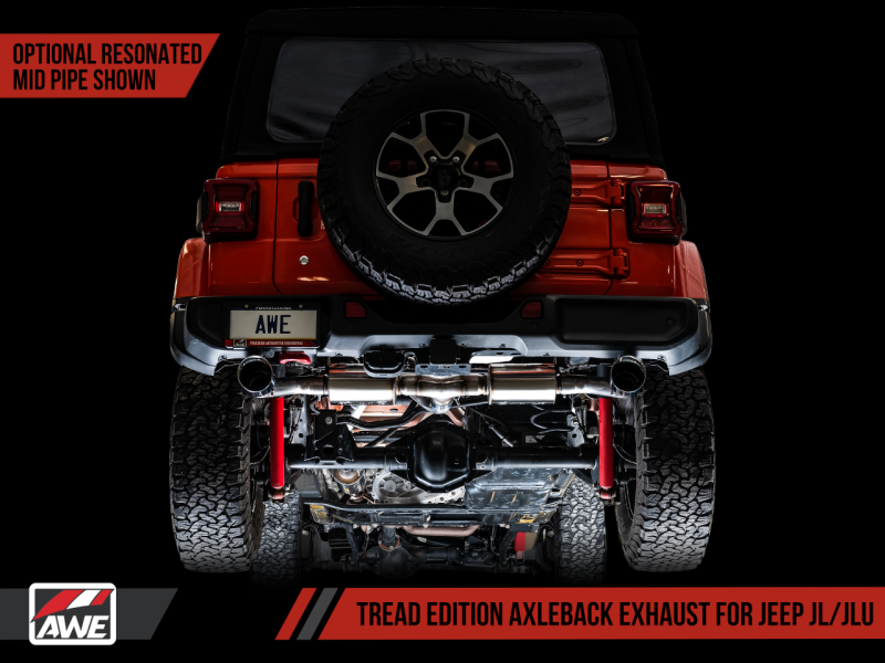 AWE Tuning 2018+ Jeep Wrangler JL/JLU Tread Edition Axle-Back Dual Exhaust - Diamond Black Tips