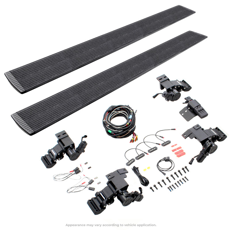 Go Rhino 22-23 Toyota Tundra CrewMax Cab 4dr E-BOARD E1 Electric Running Board Kit - Bedliner Coatng - GTR Auto