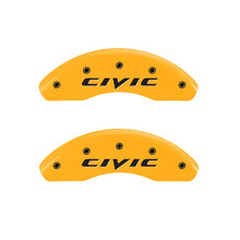 Load image into Gallery viewer, MGP Front set 2 Caliper Covers Engraved Front 2015/Civic Yellow finish black ch