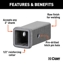 Load image into Gallery viewer, Curt 6in Raw Steel Receiver Tubing (2in Receiver)