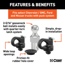 Load image into Gallery viewer, Curt OEM Puck System 2-5/16in Gooseneck Ball &amp; Safety Chain Anchor Kit