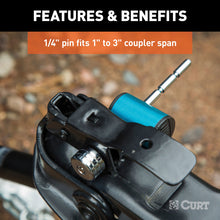 Load image into Gallery viewer, Curt Coupler Lock (1/4in Pin 1in to 3in Latch Span Right-Angle Chrome)