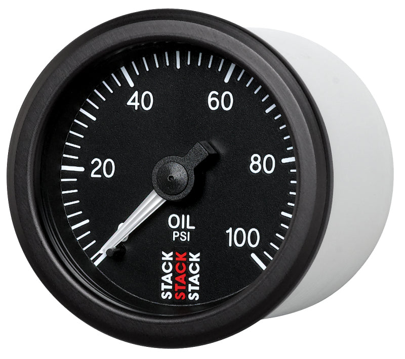 Autometer Stack 52mm 0-100 PSI 1/8in NPTF (M) Mechanical Oil Pressure Gauge - Black