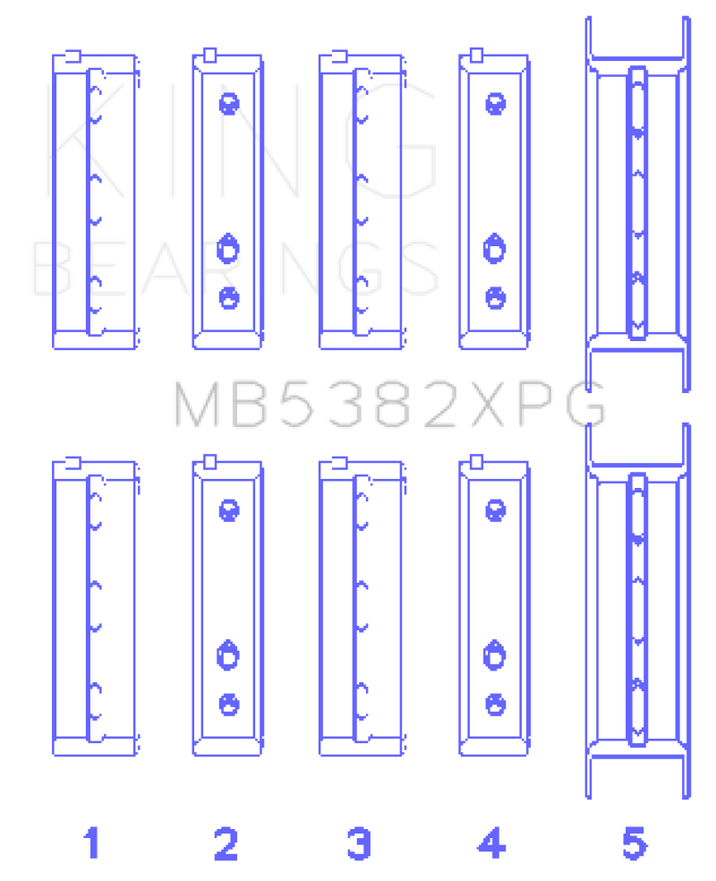King Subaru EJ20/EJ22/EJ25 (For Thrust in #5 Position) Tri-Metal Perf Main Bearing Set - Size STDX - GTR Auto