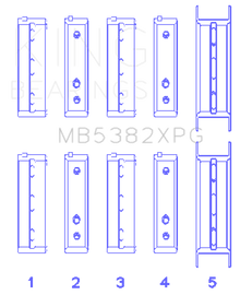 King Subaru EJ20/EJ22/EJ25 (For Thrust in #5 Position) Tri-Metal Perf Main Bearing Set - Size STDX - GTR Auto