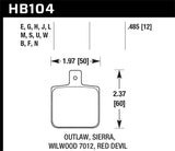 Hawk DTC-80 Wilwood DL Single Outlaw w/ 0.156in Center Hole Race Brake Pads