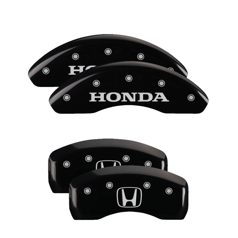 MGP Front set 2 Caliper Covers Engraved Front i-Vtec Black finish silver ch