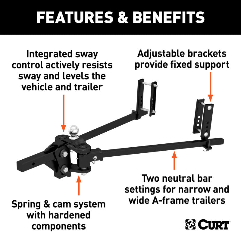 Curt TruTrack Trunnion Bar Weight Distribution System (10000-15000lbs 35-9/16in Bars)