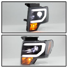 Load image into Gallery viewer, Spyder Ford F150 09-14 Halogen Light Bar Projector Headlights Black PRO-YD-FF15009PL-BK