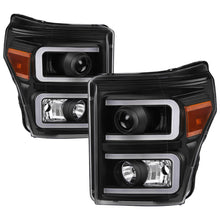 Load image into Gallery viewer, xTune Ford Super Duty 11-16 Projector Headlights Light Bar DRL Black PRO-JH-FS11-LBBRL-BK