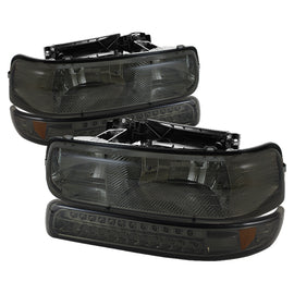 xTune Chevy Tahoe 00-06 Headlights w/ LED Bumper Lights Amber Smoke HD-JH-CSIL99-LED-SET-SM
